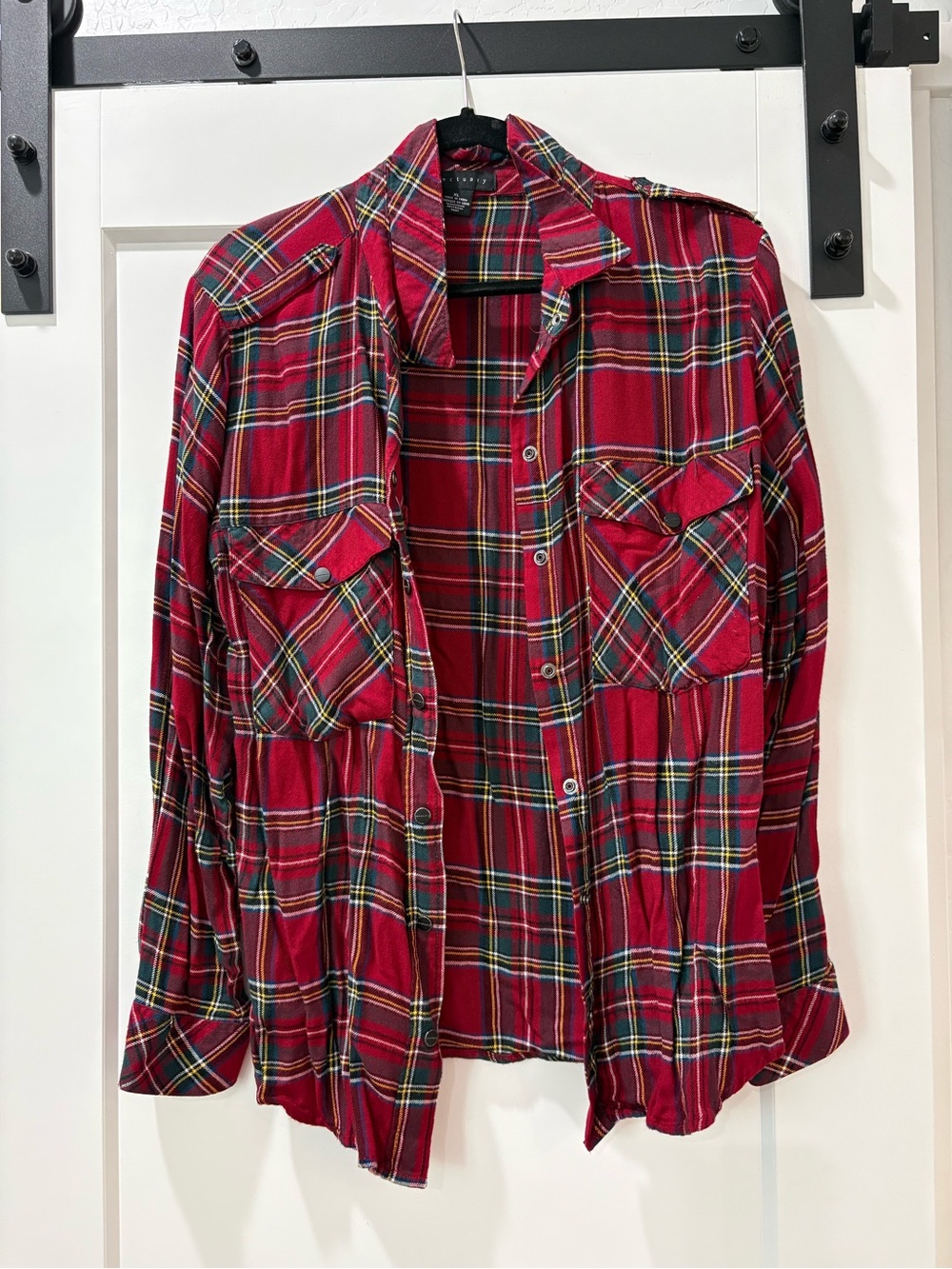 Sanctuary Red Plaid Button-Down Shirt